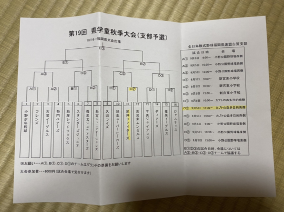 第19回福岡県学童秋季大会古賀支部予選