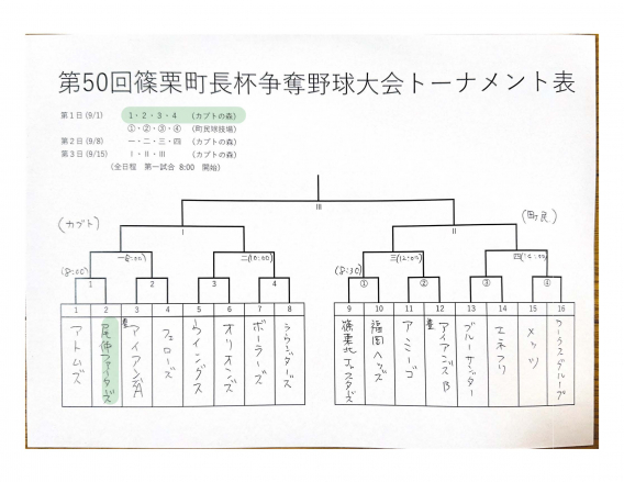 2024年9月1日（日）第50回篠栗町長杯争奪野球大会（大人）