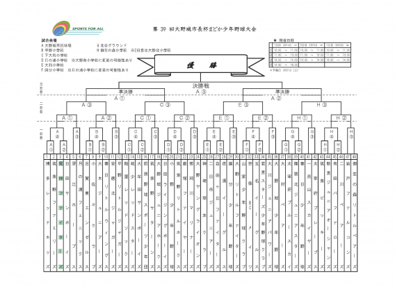 2026年3月14日（土）第39回大野城市長杯まどか少年野球大会